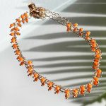 Αλυσίδα ποδιού χρυσή με χάντρες πορτοκάλι