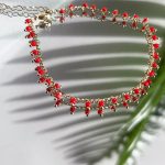 Αλυσίδα ποδιού χρυσή με χάντρες κόκκινο