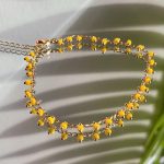 Αλυσίδα ποδιού χρυσή με χάντρες κίτρινο