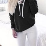 Lace up jumper μαύρο