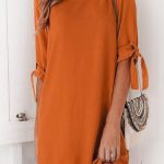 Μίνι o neck μακό φόρεμα πορτοκαλί