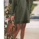 Οff shoulder μίνι φούτερ φόρεμα χακί