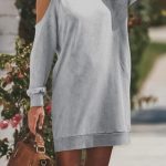 Οff shoulder μίνι φούτερ φόρεμα γκρι