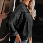 Oversized ασύμμετρο πουκάμισο με τσέπες μαύρο