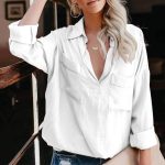 Oversized ασύμμετρο πουκάμισο με τσέπες λευκό