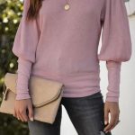 Ρομαντικό balloon rib τοπ ροζ