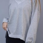 V-neck ασύμμετρο φούτερ γκρί