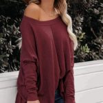 Μακρυμάνικη μπλούζα με χαμόγελο μπορντό