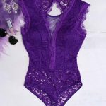 Backless lace κορμάκι μωβ