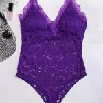 Embroidered lace ολόσωμο κορμάκι μωβ