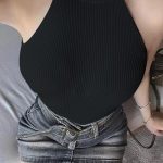 Glam halter neck τοπάκι μαύρο