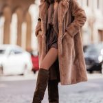 Long glamour faux γούνα καφέ