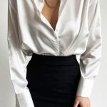 Tres chic satin πουκάμισο λευκό