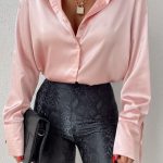 Tres chic satin πουκάμισο ροζ