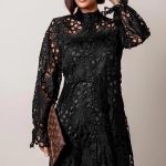 Spring φόρεμα με δαντέλα μαύρο