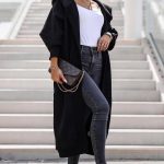 Oversize μακριά φούτερ ζακέτα μαύρη