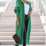 Oversize μακριά φούτερ ζακέτα πράσινη