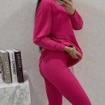 Εφαρμοστό rib casual σετάκι φούξια