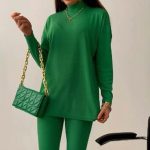 Εφαρμοστό rib casual σετάκι πράσινο