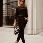 Casual βελουτέ μαύρο σετάκι