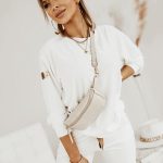 Casual βελουτέ λευκό σετάκι