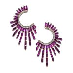 Crystal drop μισοφέγγαρα σκουλαρίκια magenta