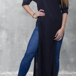 Μaxi μπλούζα με ανοίγματα σκούρο μπλε