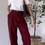 Oversize office μπορντό παντελόνι με τσέπες