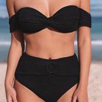 Μαύρο μπικίνι με ζάρες και ζωνάκι