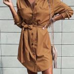 Leather σεμιζιέ φόρεμα κάμελ