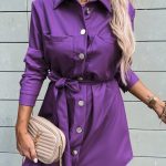 Leather σεμιζιέ φόρεμα μωβ