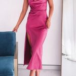 Satin maxi φόρεμα φούξια