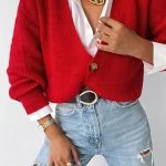 Ζακετάκι V neck κόκκινο με κουμπάκια