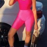 Metallic biker σορτς φούξια