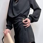 Ολόσωμο μαύρο σατέν skort