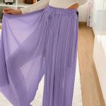 Αέρινη ημιδιάφανη παντελόνα λίλα