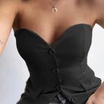 Strapless τοπάκι με κουμπάκια μαύρο