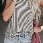 Ριγέ country t-shirt με βολάν λευκό