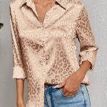 Λέοπαρ σατέν πουκάμισο μπεζ
