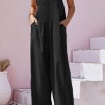 Ολόσωμη σαλοπέτα με τσέπες μαύρη