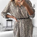 Snakeskin ασύμμετρο πουκάμισο φόρεμα