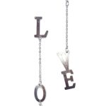 Mακριά κρεμαστά silver σκουλαρίκια Love