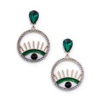 Κρεμαστά μάτια με strass σε πράσινο