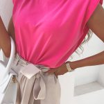 Μονόχρωμο padded top φούξια