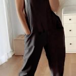 Casual jumpsuit με δέσιμο μαύρο