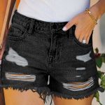 Τζιν σορτς με σκισίματα μαύρο