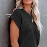 Knit crop τοπ με ανάγλυφo pattern μαύρο