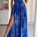 Μπλε Animal print maxi φόρεμα