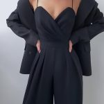 Ολόσωμη flare φόρμα με τιράντα μαύρη