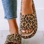 Leopard sliders casual παντόφλες μπεζ